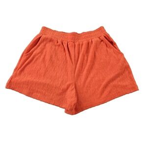 IT'S Women's Terry Cloth Shorts Soft Pull On Elastic Waist Pockets Size Large